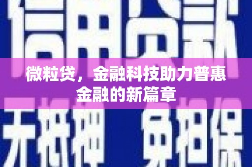 水林微粒贷，金融科技助力普惠金融的新篇章