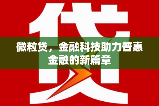 水林微粒贷，金融科技助力普惠金融的新篇章