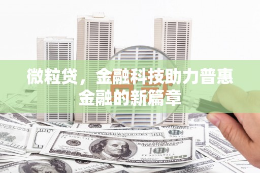 水林微粒贷，金融科技助力普惠金融的新篇章