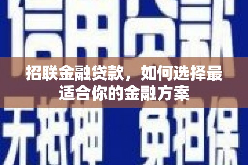 水林招联金融贷款，如何选择最适合你的金融方案