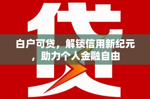 水林白户可贷，解锁信用新纪元，助力个人金融自由