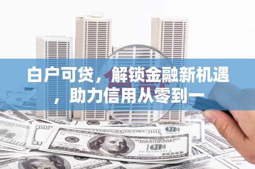水林白户可贷，解锁金融新机遇，助力信用从零到一