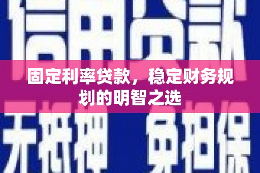 水林固定利率贷款，稳定财务规划的明智之选