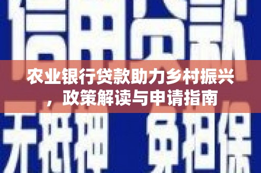 水林农业银行贷款助力乡村振兴，政策解读与申请指南