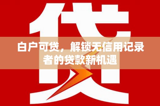 水林白户可贷，解锁无信用记录者的贷款新机遇