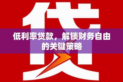 水林低利率贷款，解锁财务自由的关键策略