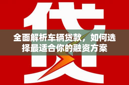 水林全面解析车辆贷款，如何选择最适合你的融资方案