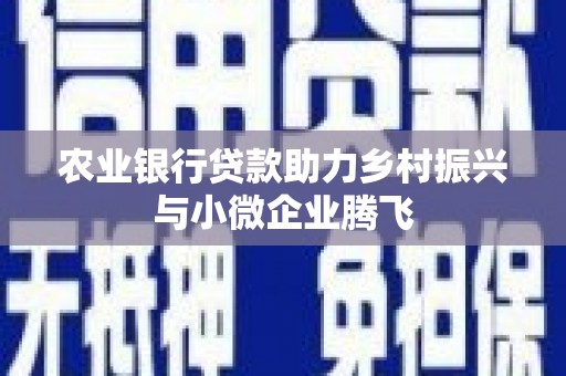 水林农业银行贷款助力乡村振兴与小微企业腾飞