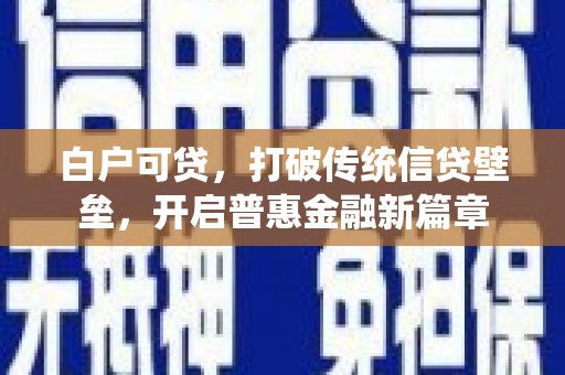 水林白户可贷，打破传统信贷壁垒，开启普惠金融新篇章