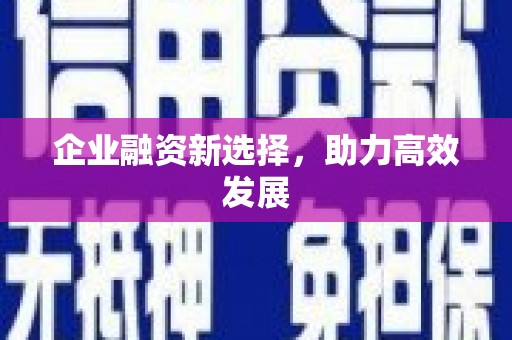 水林企业融资新选择，助力高效发展